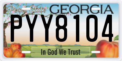 GA license plate PYY8104