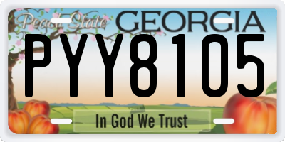 GA license plate PYY8105