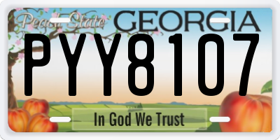 GA license plate PYY8107