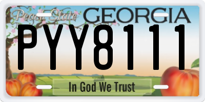 GA license plate PYY8111