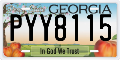 GA license plate PYY8115