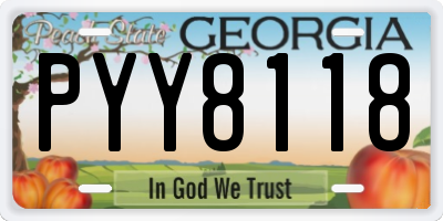 GA license plate PYY8118