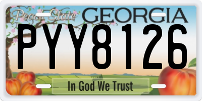 GA license plate PYY8126