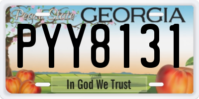 GA license plate PYY8131