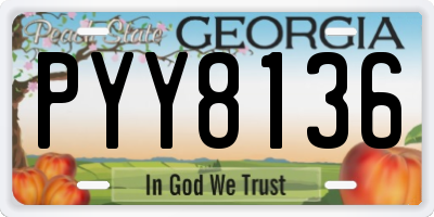 GA license plate PYY8136
