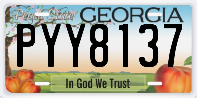 GA license plate PYY8137