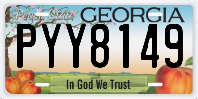 GA license plate PYY8149