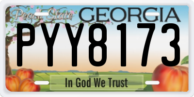 GA license plate PYY8173