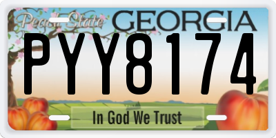 GA license plate PYY8174