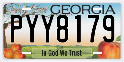 GA license plate PYY8179