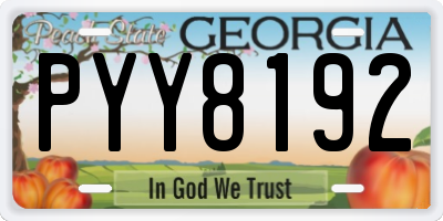 GA license plate PYY8192