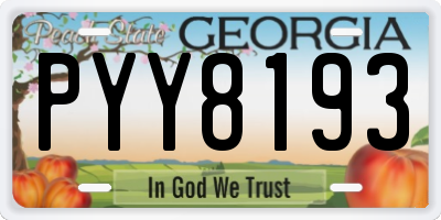 GA license plate PYY8193