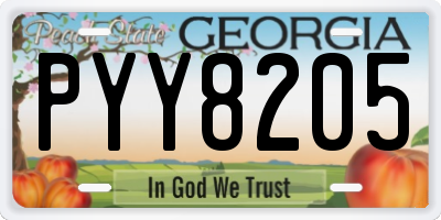 GA license plate PYY8205