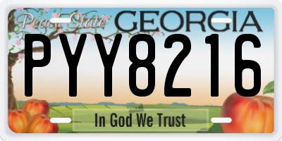GA license plate PYY8216
