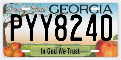 GA license plate PYY8240