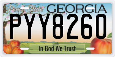 GA license plate PYY8260