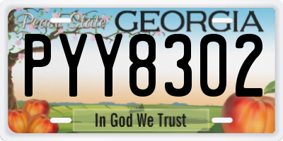GA license plate PYY8302