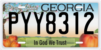 GA license plate PYY8312