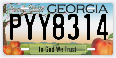 GA license plate PYY8314
