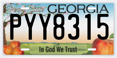 GA license plate PYY8315