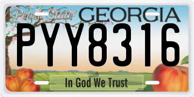 GA license plate PYY8316