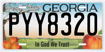 GA license plate PYY8320