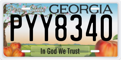 GA license plate PYY8340