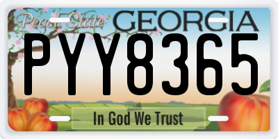 GA license plate PYY8365