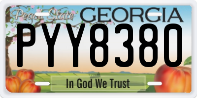 GA license plate PYY8380