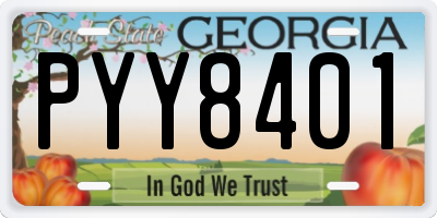 GA license plate PYY8401