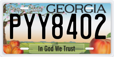GA license plate PYY8402