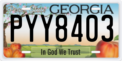 GA license plate PYY8403