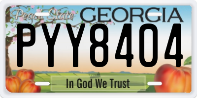 GA license plate PYY8404