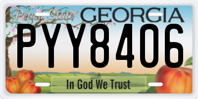GA license plate PYY8406