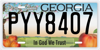 GA license plate PYY8407