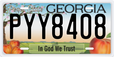 GA license plate PYY8408