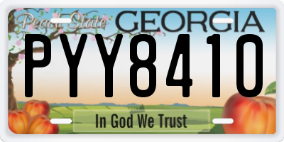 GA license plate PYY8410