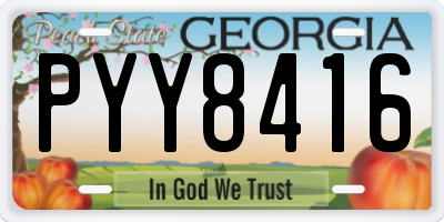 GA license plate PYY8416
