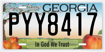 GA license plate PYY8417