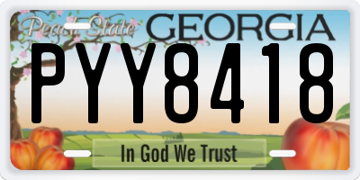 GA license plate PYY8418