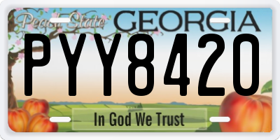 GA license plate PYY8420