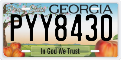GA license plate PYY8430