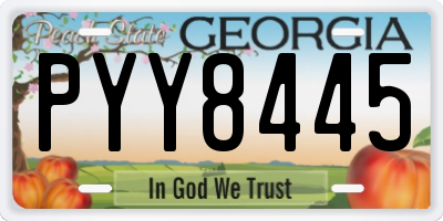 GA license plate PYY8445