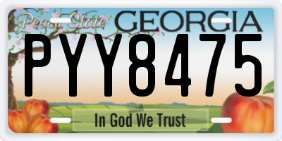 GA license plate PYY8475