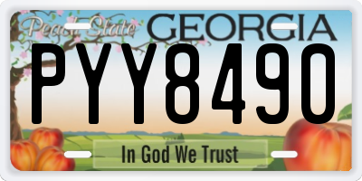 GA license plate PYY8490