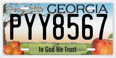 GA license plate PYY8567