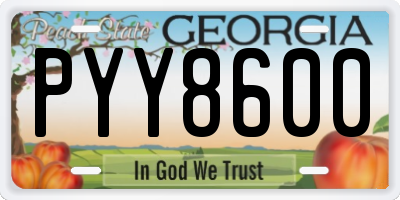 GA license plate PYY8600