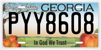 GA license plate PYY8608