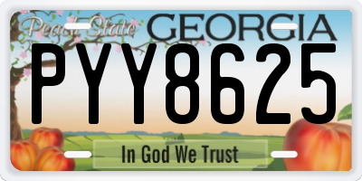 GA license plate PYY8625