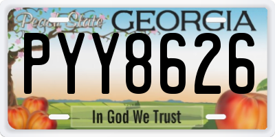 GA license plate PYY8626